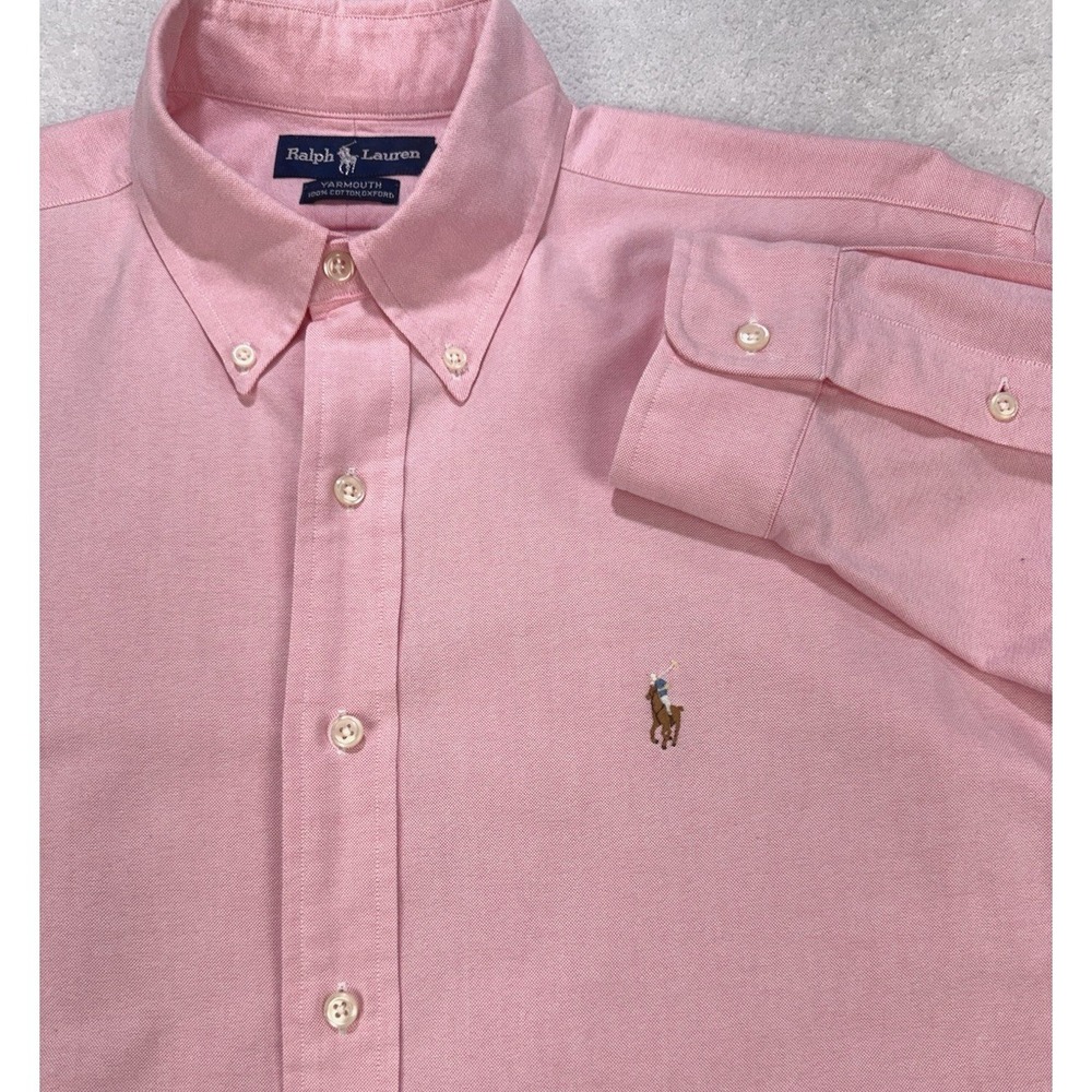 Polo Ralph Lauren Yarmouth Shirt Men 16.5 34 Pink Flesh Pony Button Down L/S